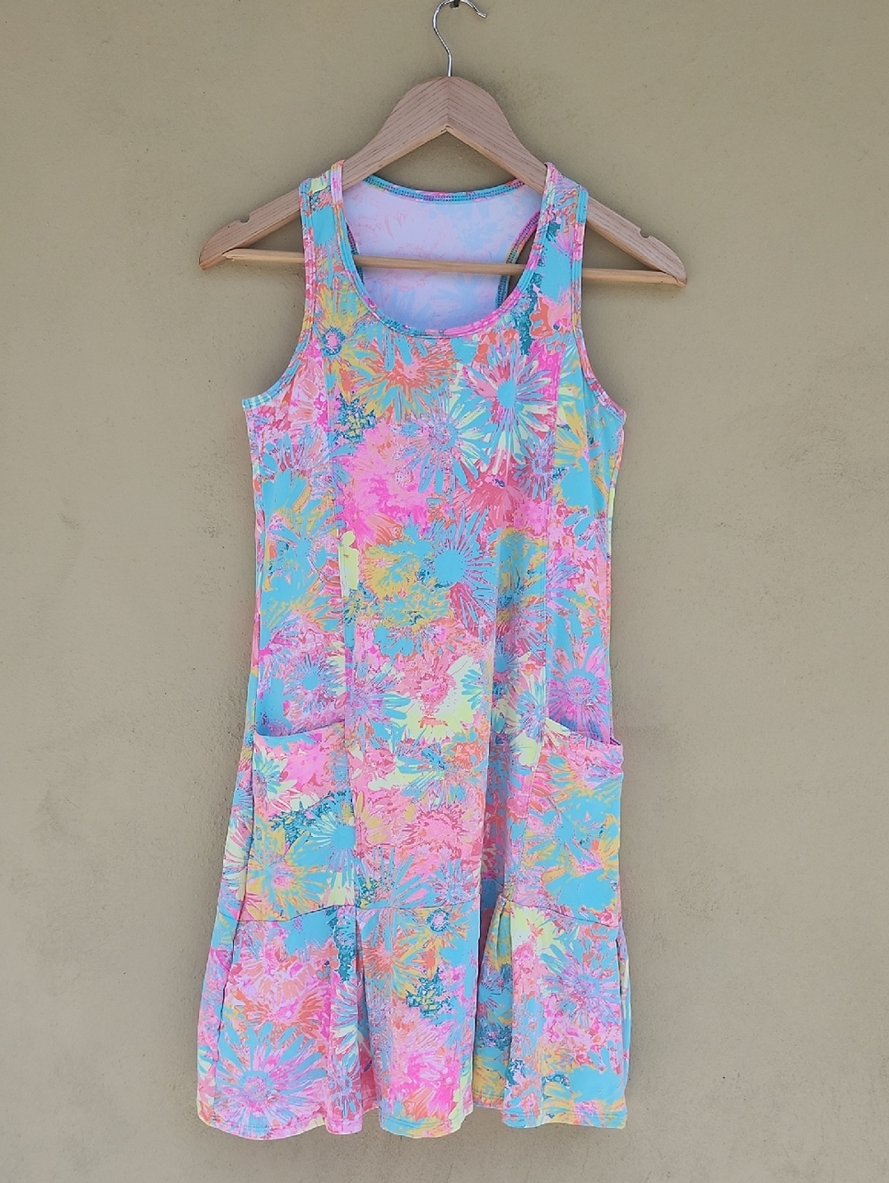 Donajo Pastel Tie-Dye Swim Dress Top - Pink & Aqua
